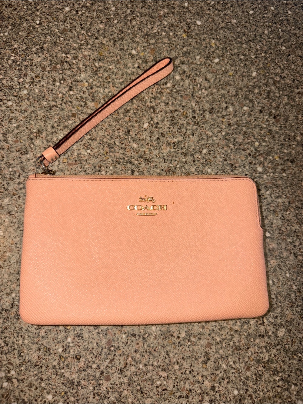 Coach Pink Pebbled Leather Wristlet Clutch
